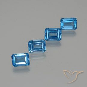 Gemme di Topazio Blu svizzero naturale da 8.02 ct, Ottagonale / Taglio smeraldo, VS