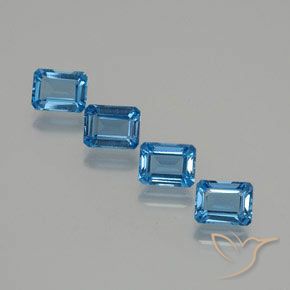 Gemme di Topazio Blu svizzero naturale da 8.13 ct, Ottagonale / Taglio smeraldo, VS