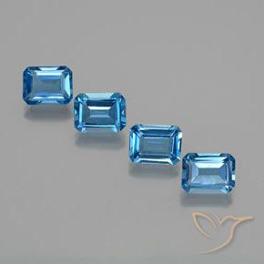Gemme di Topazio Blu svizzero naturale da 7.49 ct, Ottagonale / Taglio smeraldo, VS
