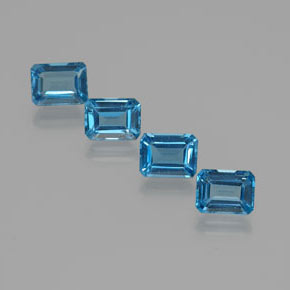 Topazio naturale blu da 8,16 ct, taglio smeraldo, VS