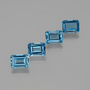 Topazio naturale blu da 7,89 ct, taglio smeraldo, VS