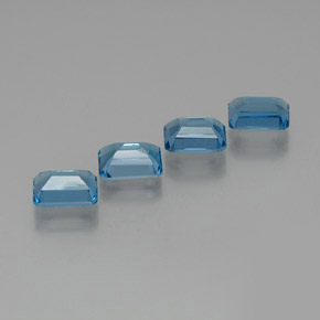 Topazio naturale blu da 7,89 ct, taglio smeraldo, VS