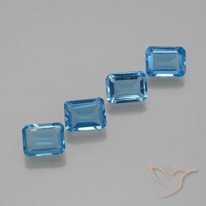 Gemme di Topazio Blu svizzero naturale da 7.32 ct, Ottagonale / Taglio smeraldo, VS