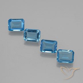 Gemme di Topazio Blu svizzero naturale da 7.32 ct, Ottagonale / Taglio smeraldo, VS