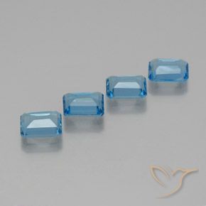 Gemme di Topazio Blu svizzero naturale da 7.32 ct, Ottagonale / Taglio smeraldo, VS