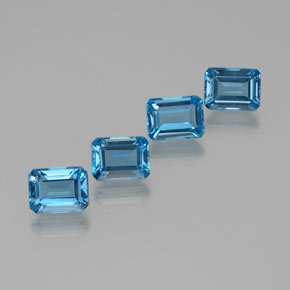 Topazio naturale blu da 8,64 ct, taglio smeraldo, VS