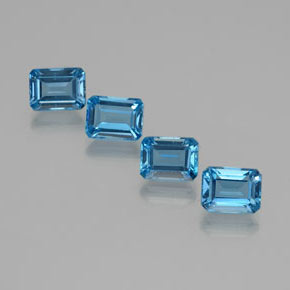 Topazio naturale blu da 8,64 ct, taglio smeraldo, VS
