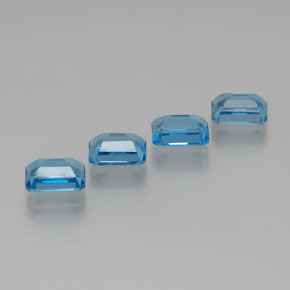 Topazio naturale blu da 8,64 ct, taglio smeraldo, VS