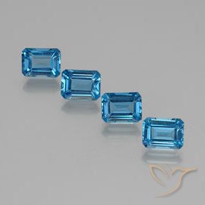Gemme di Topazio Blu svizzero naturale da 7.76 ct, Ottagonale / Taglio smeraldo, VS