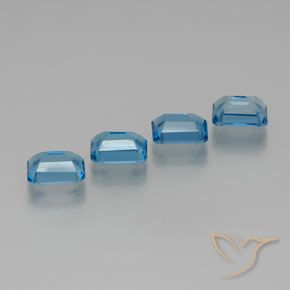 Gemme di Topazio Blu svizzero naturale da 7.76 ct, Ottagonale / Taglio smeraldo, VS