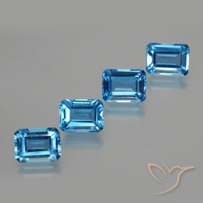 Gemme di Topazio Blu svizzero naturale da 7.97 ct, Taglio smeraldo, VS