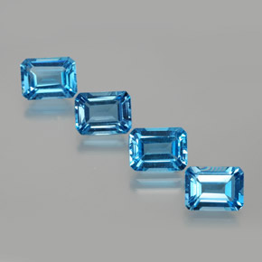 Topazio naturale blu da 8,16 ct, taglio smeraldo, VS