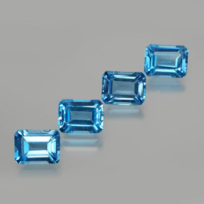 Topazio naturale blu da 8,16 ct, taglio smeraldo, VS