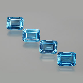 Topazio naturale blu da 8,25 ct, taglio smeraldo, VS