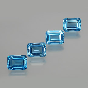 Topazio naturale blu da 8,25 ct, taglio smeraldo, VS