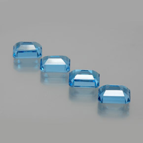 Topazio naturale blu da 8,25 ct, taglio smeraldo, VS