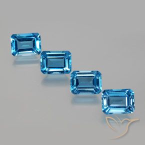 Gemme di Topazio Blu svizzero naturale da 8.32 ct, Ottagonale / Taglio smeraldo, VS