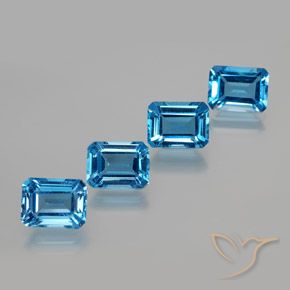 Gemme di Topazio Blu svizzero naturale da 8.32 ct, Ottagonale / Taglio smeraldo, VS