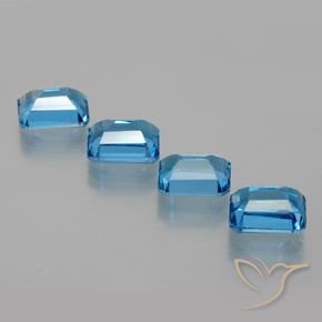 Gemme di Topazio Blu svizzero naturale da 8.32 ct, Ottagonale / Taglio smeraldo, VS
