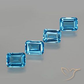 Gemme di Topazio Blu svizzero naturale da 7.53 ct, Ottagonale / Taglio smeraldo, VS