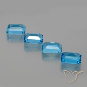 Gemme di Topazio Blu svizzero naturale da 7.53 ct, Ottagonale / Taglio smeraldo, VS