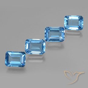 Gemme di Topazio Blu svizzero naturale da 8.41 ct, Ottagonale / Taglio smeraldo, VS