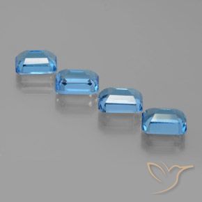 Gemme di Topazio Blu svizzero naturale da 8.41 ct, Ottagonale / Taglio smeraldo, VS
