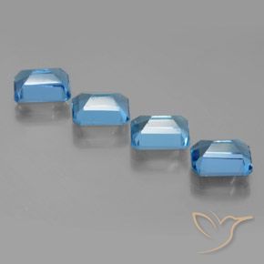 Gemme di Topazio Blu svizzero naturale da 8.16 ct, Ottagonale / Taglio smeraldo, VS