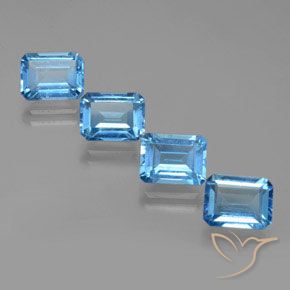 Gemme di Topazio Blu svizzero naturale da 8.32 ct, Ottagonale / Taglio smeraldo, VS