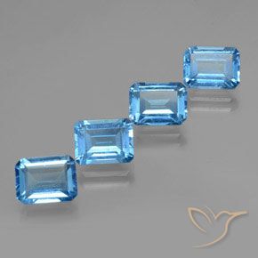 Gemme di Topazio Blu svizzero naturale da 8.32 ct, Ottagonale / Taglio smeraldo, VS