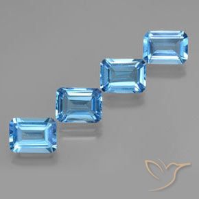 Gemme di Topazio Blu svizzero naturale da 7.76 ct, Ottagonale / Taglio smeraldo, VS