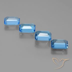 Gemme di Topazio Blu svizzero naturale da 7.76 ct, Ottagonale / Taglio smeraldo, VS