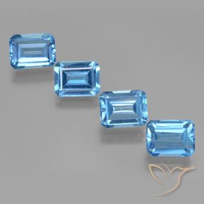 Gemme di Topazio Blu svizzero naturale da 7.93 ct, Ottagonale / Taglio smeraldo, VS