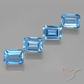 Gemme di Topazio Blu svizzero naturale da 7.93 ct, Ottagonale / Taglio smeraldo, VS