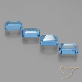 Gemme di Topazio Blu svizzero naturale da 7.93 ct, Ottagonale / Taglio smeraldo, VS