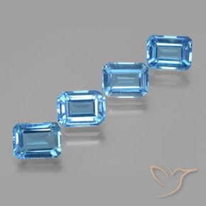 Gemme di Topazio Blu svizzero naturale da 8.19 ct, Ottagonale / Taglio smeraldo, VS