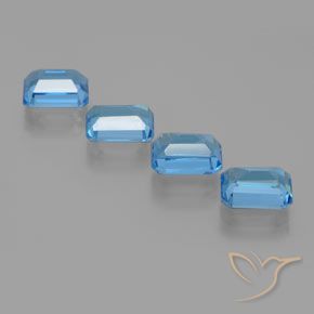 Gemme di Topazio Blu svizzero naturale da 8.19 ct, Ottagonale / Taglio smeraldo, VS