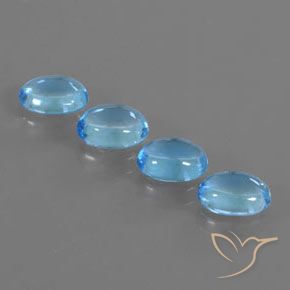 Gemme di Topazio Blu svizzero naturale da 4.05 ct, Ovale, Trasparente