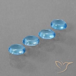 Gemme di Topazio Blu svizzero naturale da 3.94 ct, Ovale, Trasparente