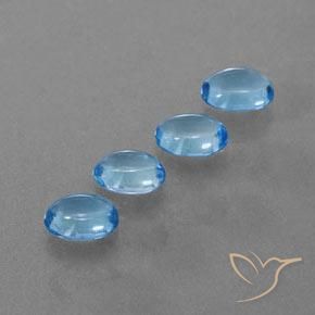 Gemme di Topazio Blu svizzero naturale da 3.55 ct, Ovale, Trasparente