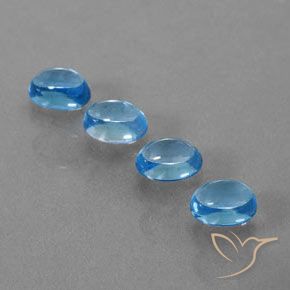 Gemme di Topazio Blu svizzero naturale da 5.07 ct, Ovale, Trasparente