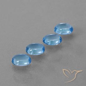 Gemme di Topazio Blu svizzero naturale da 3.94 ct, Ovale, Trasparente