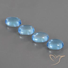 Gemme di Topazio Blu svizzero naturale da 3.94 ct, Taglio ovale, Trasparente