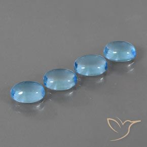 Gemme di Topazio Blu svizzero naturale da 4.30 ct, Ovale, Trasparente