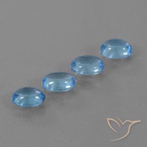 Gemme di Topazio Blu svizzero naturale da 4.07 ct, Ovale, Trasparente