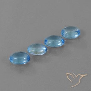 Gemme di Topazio Blu svizzero naturale da 3.95 ct, Ovale, Trasparente