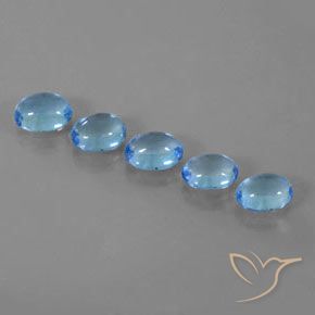 Gemme di Topazio Blu svizzero naturale da 5.58 ct, Ovale, Trasparente