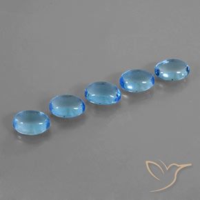 5.00ctw Naturale Blu svizzero Topazio, Ovale, Trasparente