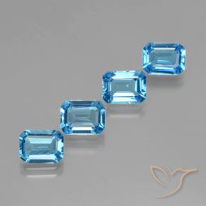 Gemme di Topazio Blu svizzero naturale da 6.94 ct, Ottagonale / Taglio smeraldo, VVS-VS