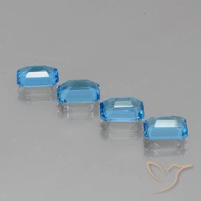 Gemme di Topazio Blu svizzero naturale da 6.94 ct, Ottagonale / Taglio smeraldo, VVS-VS